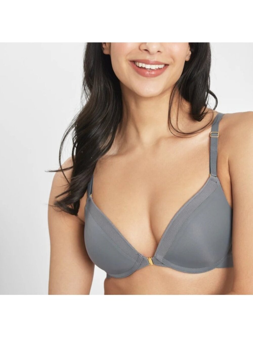 Lively Size 36DDD NEW Smoke Gray Front Close Supportive Underwired T-Shirt Bra